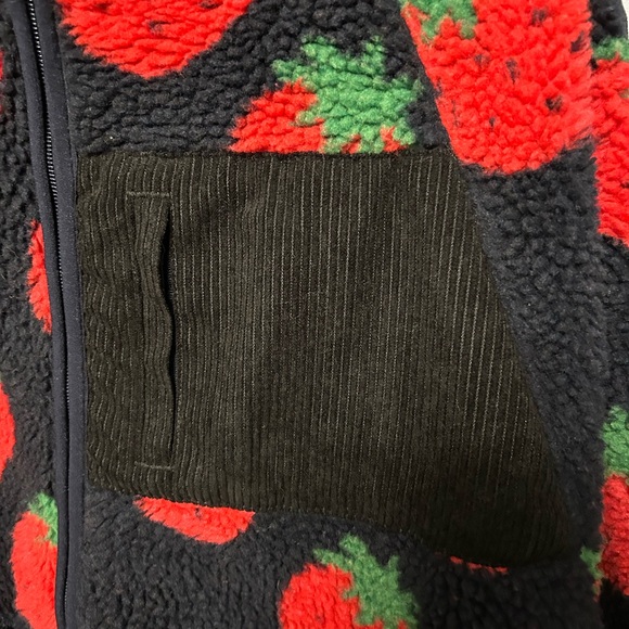 Cozy Black and Red Strawberry Teddy Jacket - Picture 2 of 4